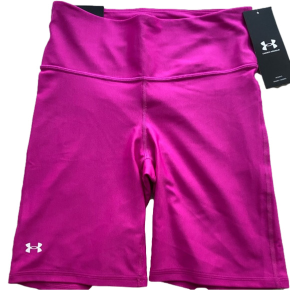 Under Armour Pants - NWT Under Armour 9” High Rise Heat Gear Compression Bike Short Pink Sz M